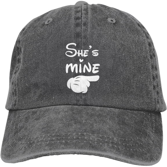 She's Mine Funny Hat Adjustable Denim Baseball Cap Black Dad Hat Men Women