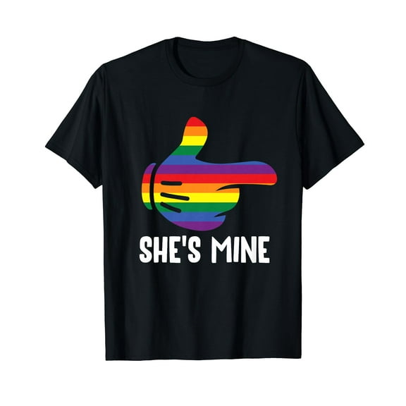 She's Mine Lesbian Couple Rainbow LGBT Pride Matching T-Shirt for Women Love is Love Tee for Men Cotton Summer Tops