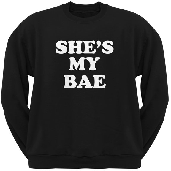She's My Bae Black Adult Crew Neck Sweatshirt - 2X-Large