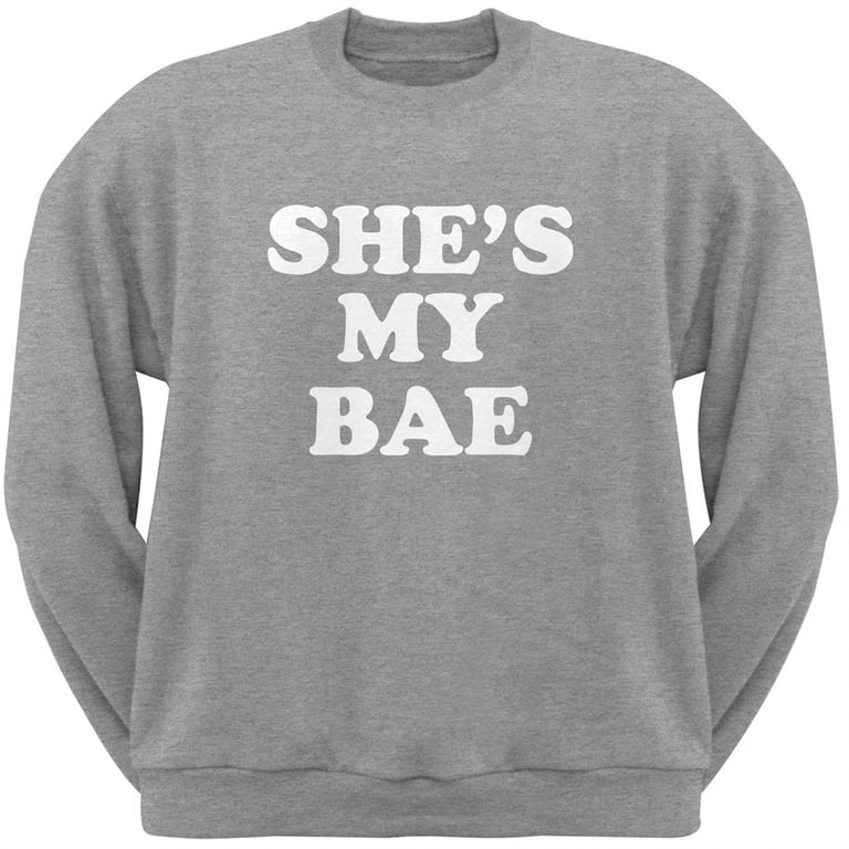 She's My Bae Heather Grey Adult Crew Neck Sweatshirt - 2X-Large