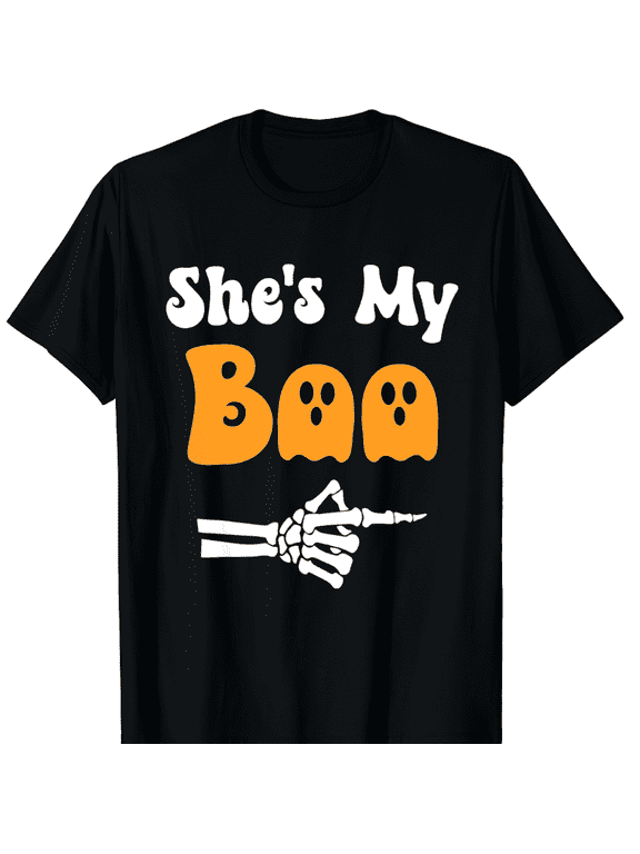 She's My Boo Matching Halloween Pajama Couples Black T-Shirt