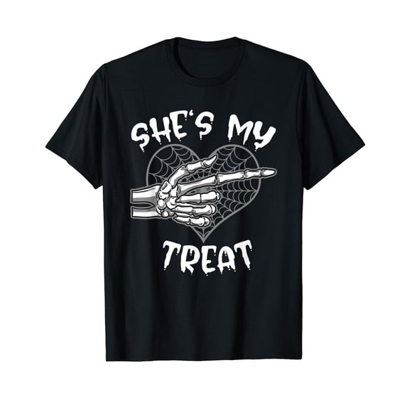 She's My Treat Funny Halloween Matching Couple Boyfriend Short Sleeve T-Shirt