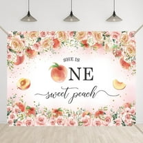 She’s One Sweet Peach Backdrop Girls 1st Birthday Photography Background First Birthday Princess Sweet One Baby Sower Cake Table Banner