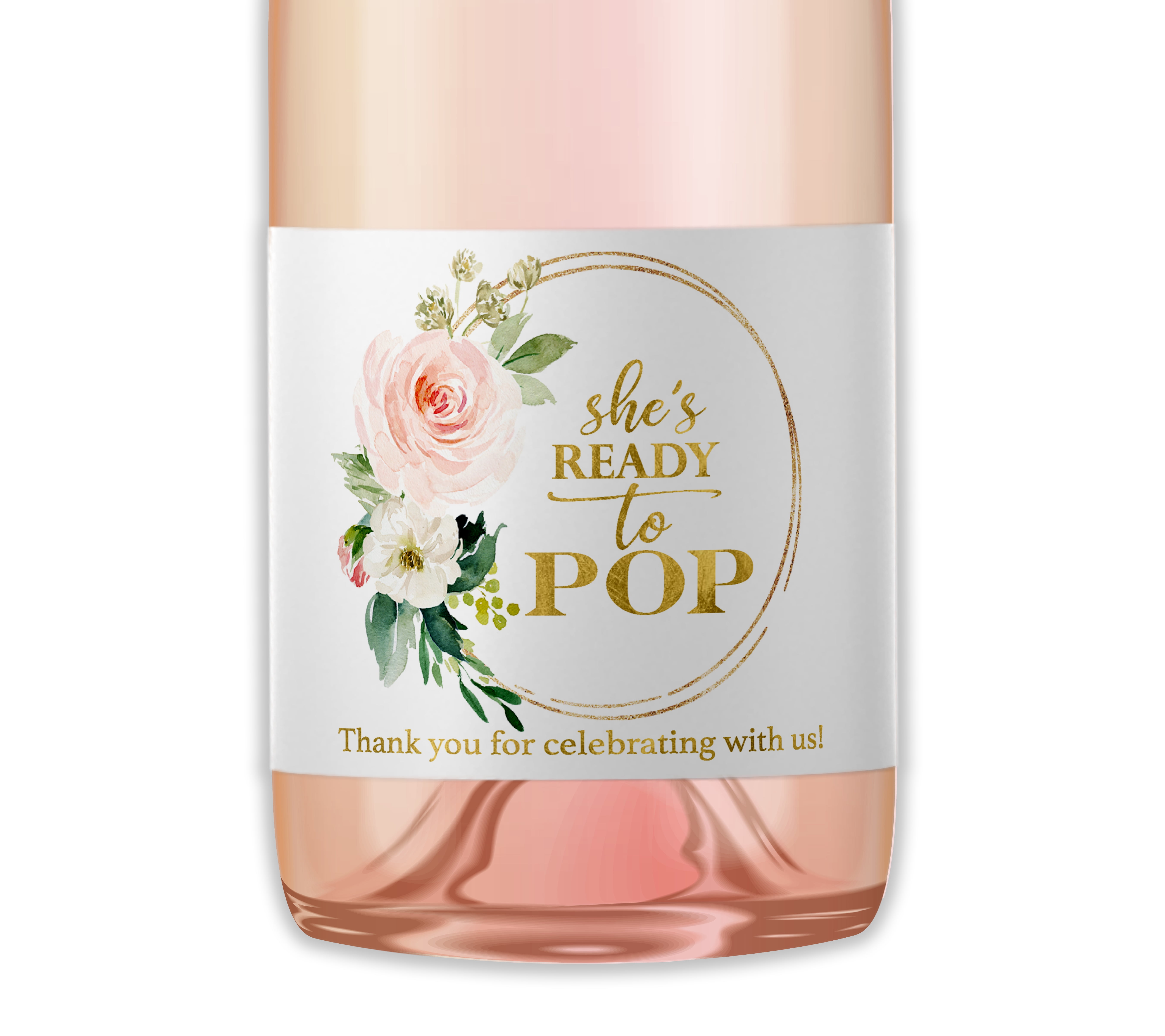 She’s Ready To POP SET of 18 Blush Rose Baby Shower Mini Champagne ...
