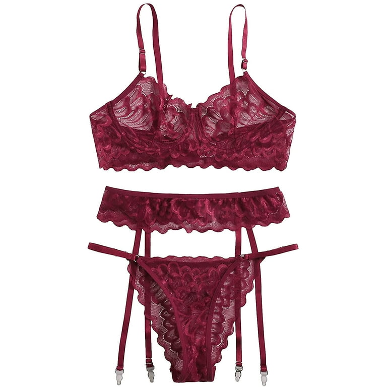 SheIn Women's Floral Lace Longline V Neck Sleeveless Bralette - Wine Red,  4XL Plus: Buy Online at Best Price in Egypt - Souq is now