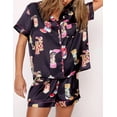 thumbnail image 1 of SheShow Cowboy Boots Print Silky Casual Short Sleeve Pajama Set for Women, Black, M, 1 of 5