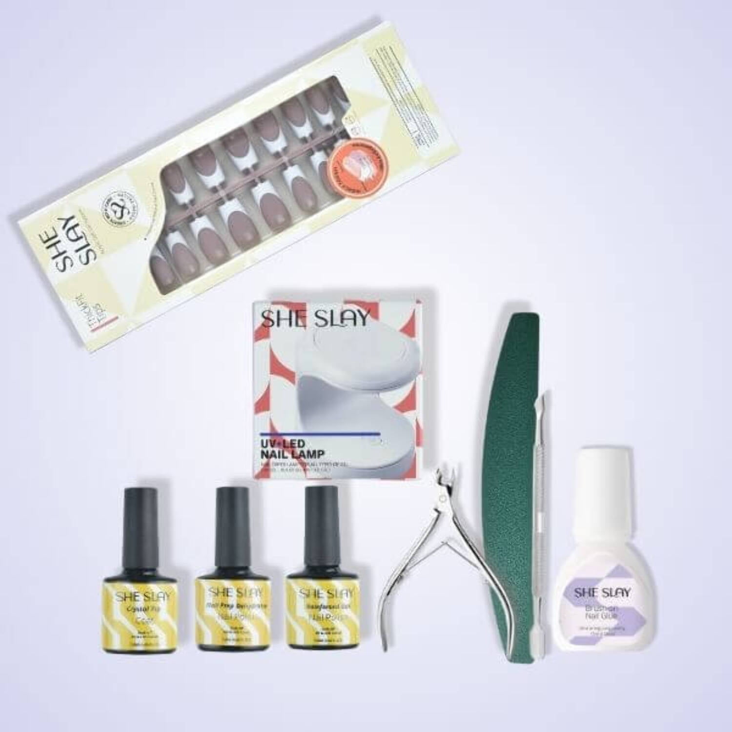 SheSlay Press-On Nail Starter Kit – UV Lamp, Nail Prep  Thifit Coffin Nails