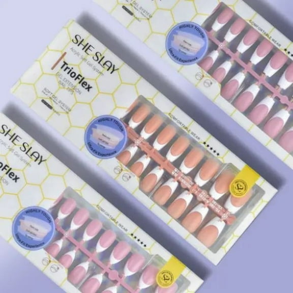 SheSlay Trio Flex Gel French Tip Nails | Pre-Colored Press-On Nail Extensions