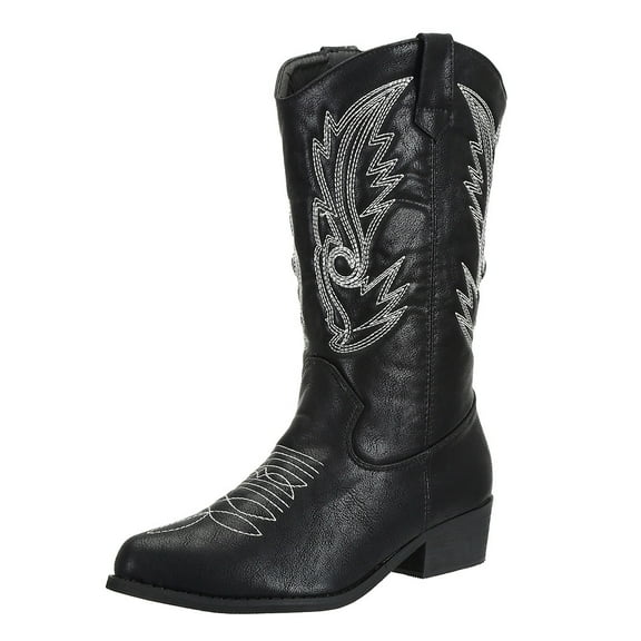 SheSole Women's Cowboy Boots Female Wide Calf Western Cowgirl Shoes Black US 6.5