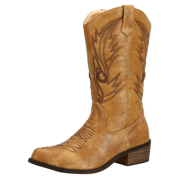 SheSole Women's Cowboy Boots Female Wide Calf Western Cowgirl Shoes Tan US 7.5