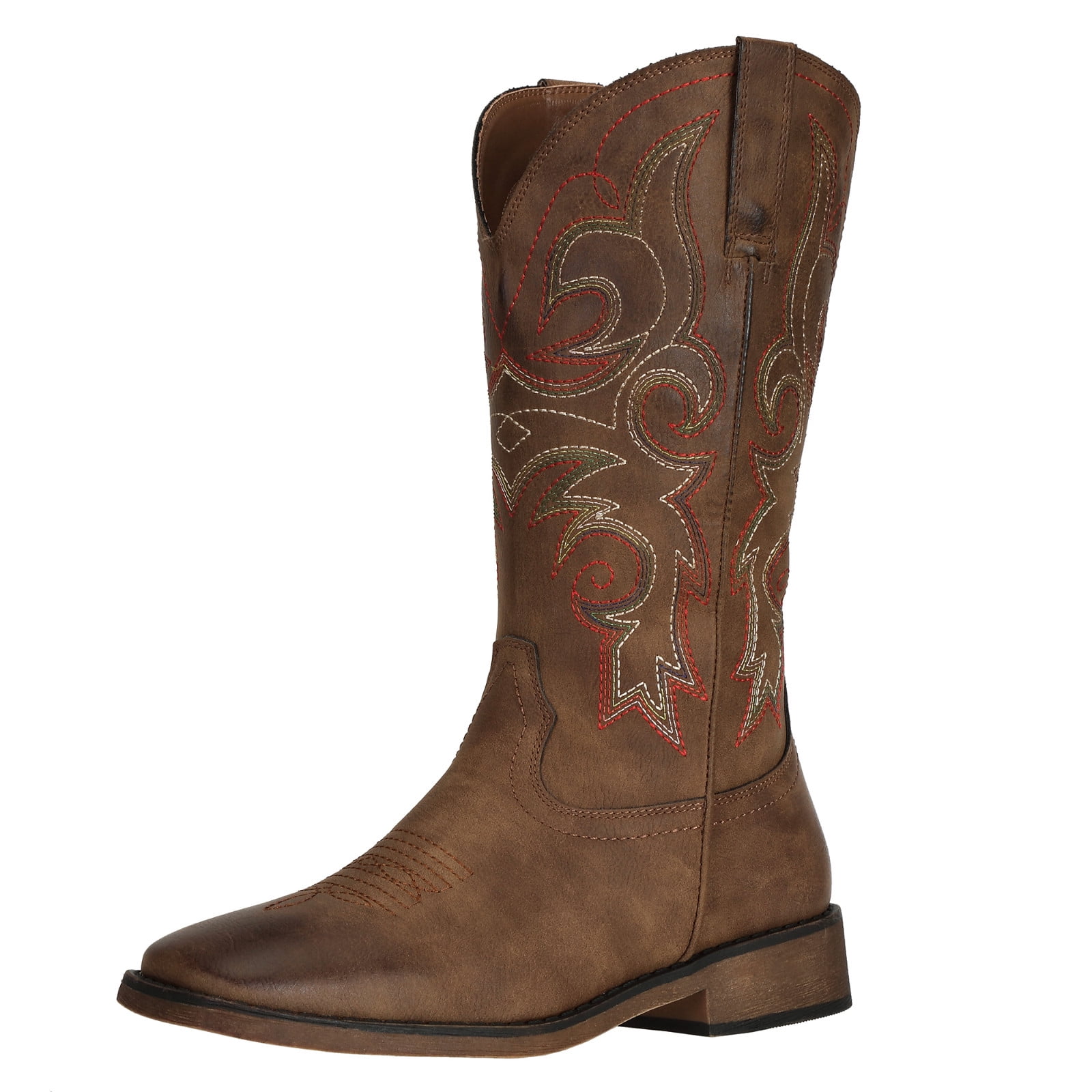 Women's Western Ankle Boots | Double Buckle & Stud Cowgirl Booties With Mid Heel