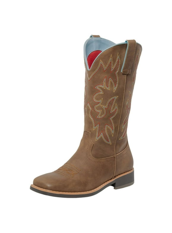 SheSole Women's Western Cowboy Boots For Women Female Square Toe Brown Size 8.5