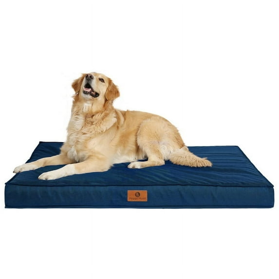 SheSpire Outdoor Dog Bed, Washable Dog Bed for Large Dogs, Waterproof Orthopedic Portable Dog Beds with Removable Cover, Non-Slip Bottom Dog Beds (X-Large, Navy Blue 43"x31"x3.5")