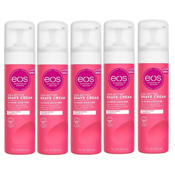 eos Shea Better Shave Cream Shower Lotion Pomegranate Raspberry 7 oz, - 5 Pack