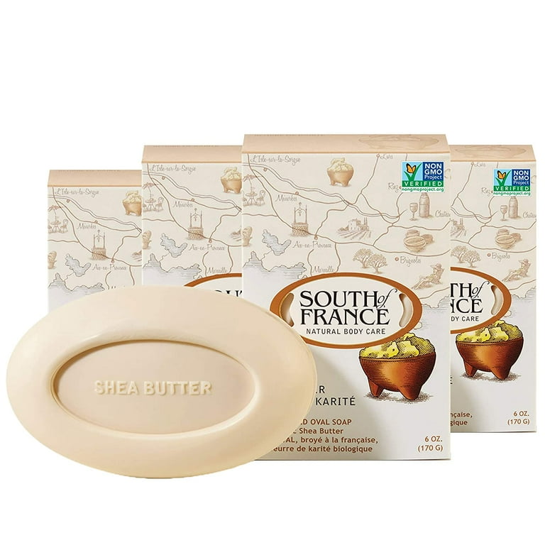 Shea Butter Clean Bar Soap by South of France Clean Body Care Triple Milled French Soap with Organic Shea Butter Essential Oils Vegan Non GMO Body Soap 6 oz Bar