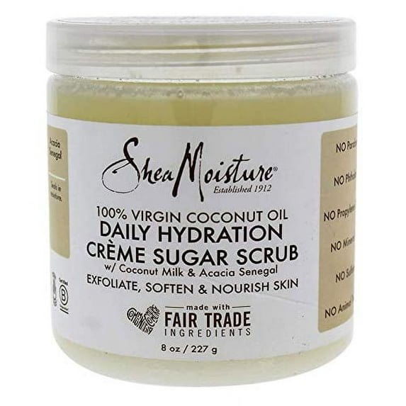 Shea Moisture 100 Percent Virgin Coconut Oil Daily Hydration Creme Sugar Scrub for Unisex, 8 oz, 2 Pack