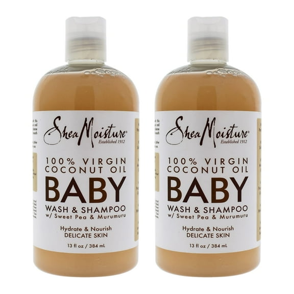 Shea Moisture 100% Virgin Coconut Oil Baby Wash and Shampoo with Sweet Pea and Murumuru, 13 oz