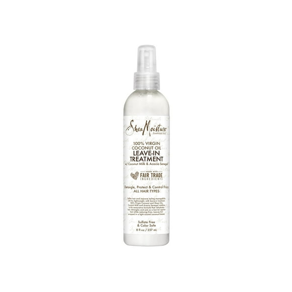 Shea Moisture 100% Virgin Coconut Oil Leave-In Treatment, Shine Curly And Tame Frizz For Tangle-Free Hair, All Natural Certified Organic, 8 Ounce