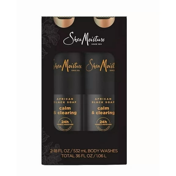 Shea Moisture African Black Soap Calm and Clearing Body Wash, 18 fl. oz., 2pk.