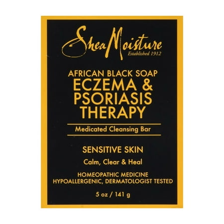 Shea Moisture African Black Soap Eczema and Psoriasis Therapy Medicated Soap, 5 Oz, 3 Pack
