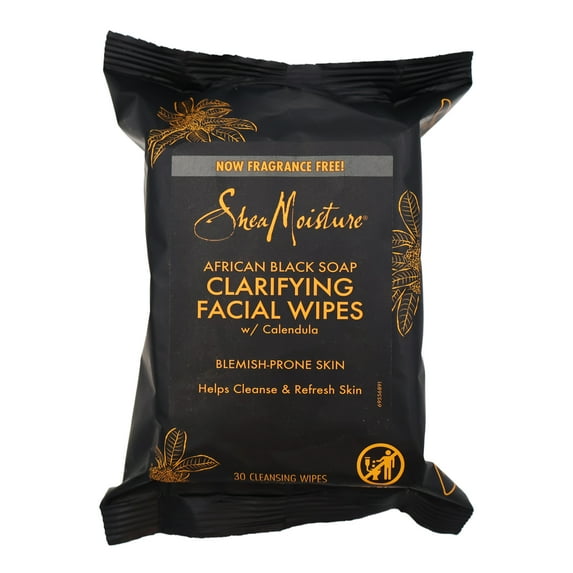 Shea Moisture African Black Soap Facial Wipes, 30 Wipes, Pack of 3