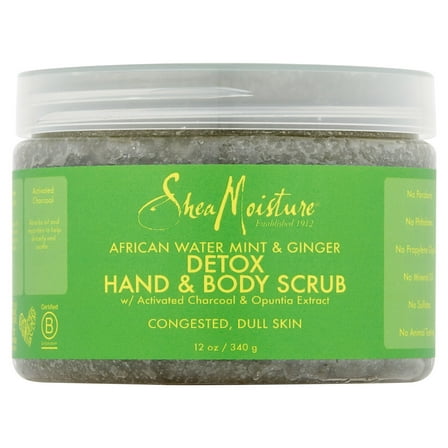 Shea Moisture African Water Mint & Ginger Detox Hand & Body Scrub, 12 oz