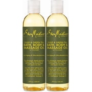 SheaMoisture Olive & Green Tea Bath, Body & Massage Oil 2-Pack   Avocado Oil, Anti-Aging & Ultra-Moisturizing for Dry Skin, 8 Oz Ea
