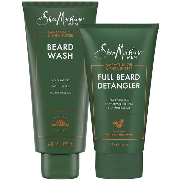 SheaMoisture Beard Wash & Full Beard Detangler, Self-Care Gifts for Men | Gentle Beard Wash and Conditioner with Tea Tree Oil, Nourishing Plant Oils | Moisturizing Beard Care for Men | Scented