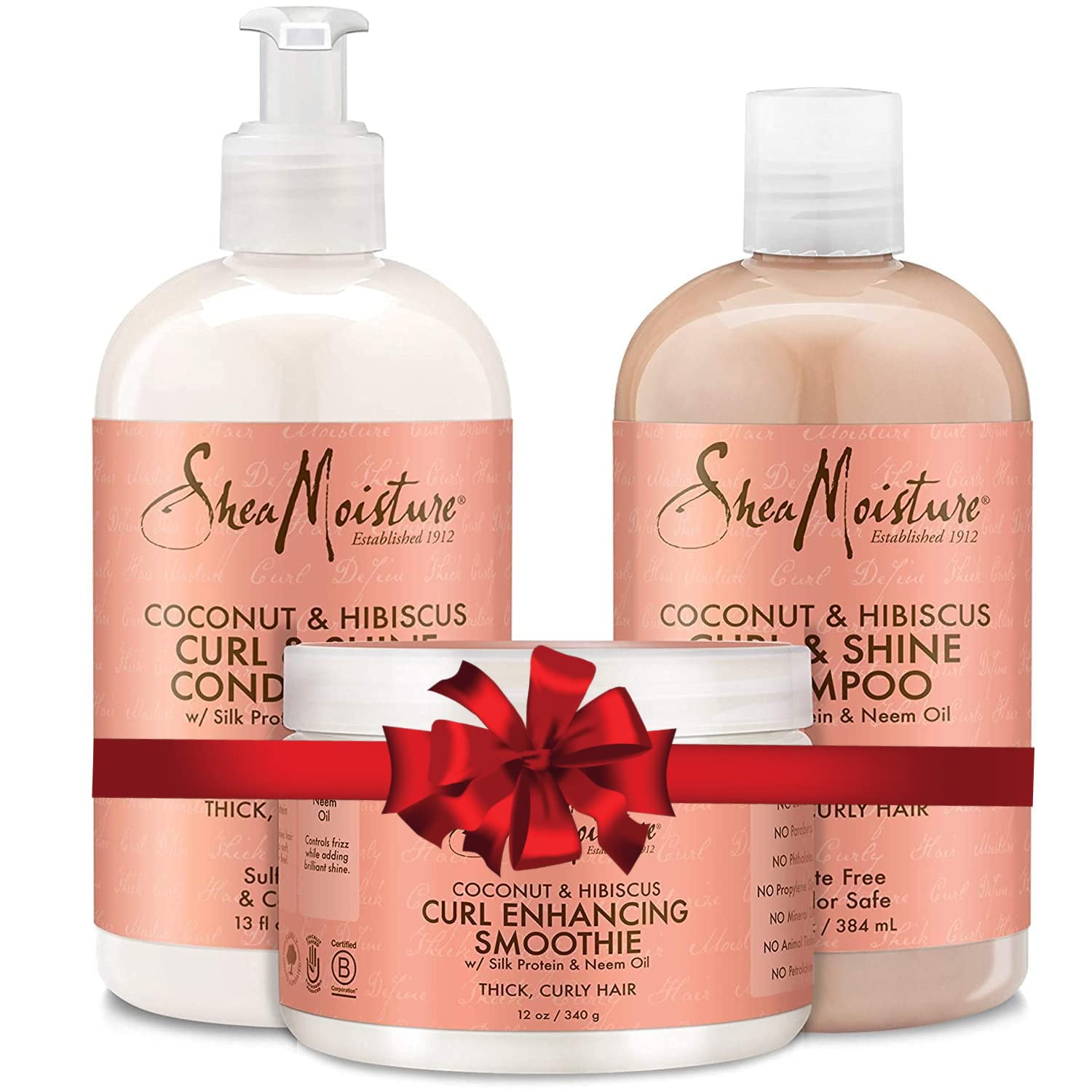 Shea Moisture Coco Hibiscus Curl And Shine Set Shampoo 13oz Conditioner 13oz And Bonus Curl 7769