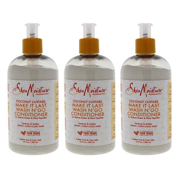 Shea Moisture Coconut Custard Make It Last Wash N Go Conditioner - Pack of 3, 13 oz Conditioner