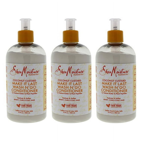 Shea Moisture Coconut Custard Make It Last Wash N Go Conditioner - Pack of 3, 13 oz Conditioner
