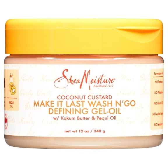 Shea Moisture Coconut Custard Make It Last Wash N Go Defining Gel Oil, 2.2 oz Gel