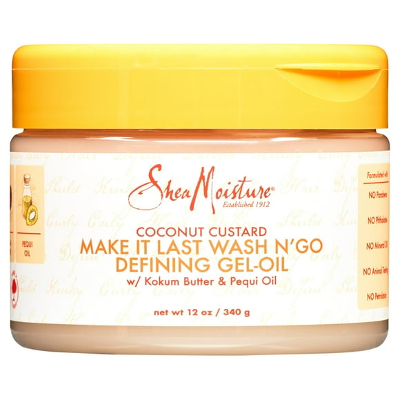 Shea Moisture Coconut Custard Make It Last Wash N Go Defining Gel Oil, 2.2 oz Gel
