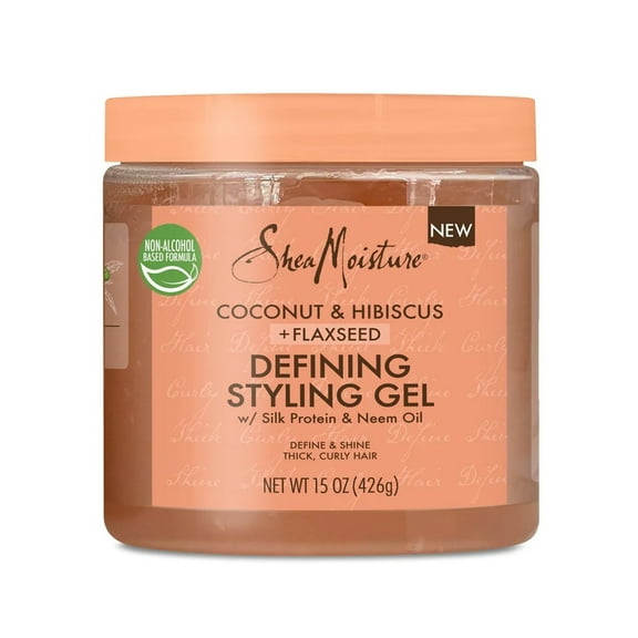 Shea Moisture Coconut & Hibiscus Flaxseed Defining Styling Gel 15oz,Pack of 2