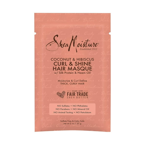 Shea Moisture Coconut and Hibiscus Moisturizing nourishing Hair Mask, 2 Oz..