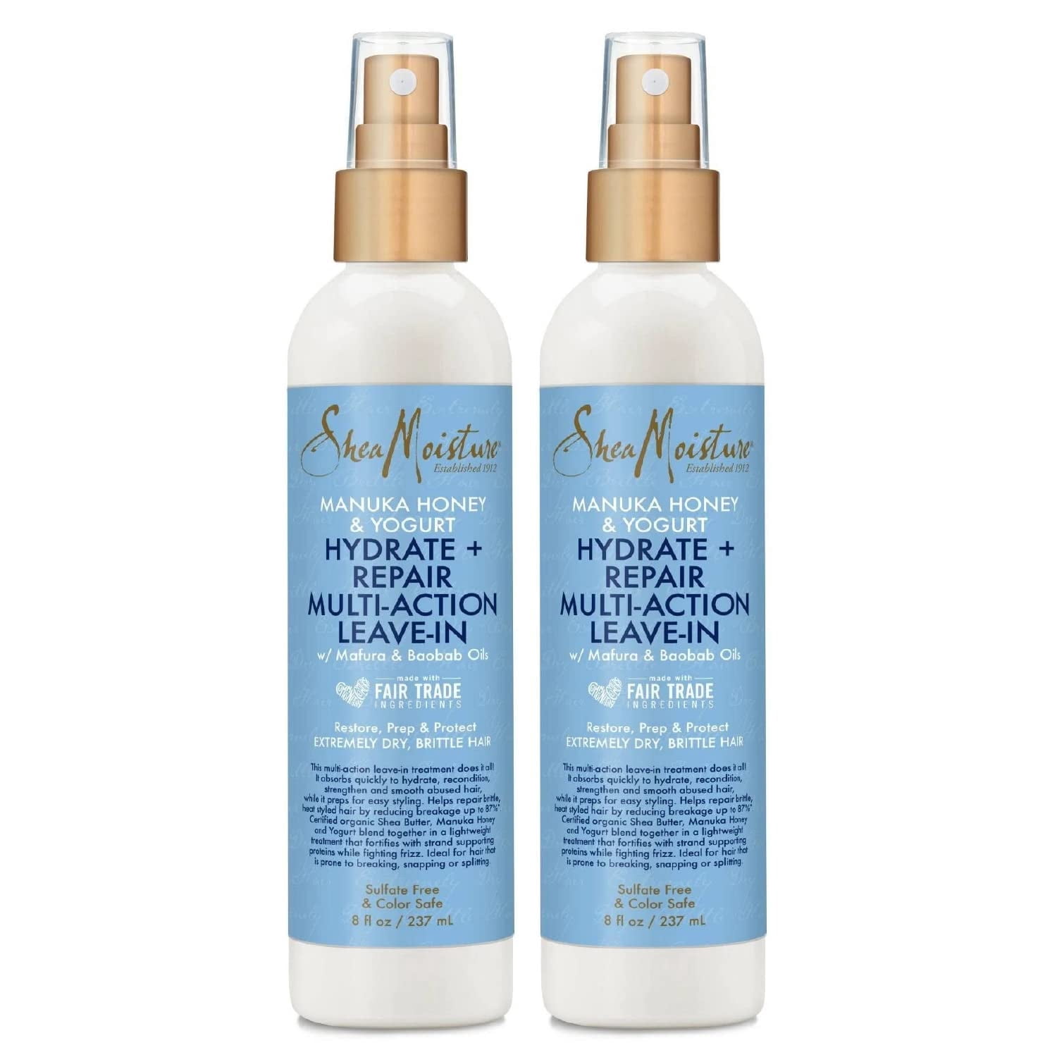 Shea Moisture Leave-in Conditioner Treatment Hydrate + Repair, Curly Hair Products, 8 oz Pack of 2