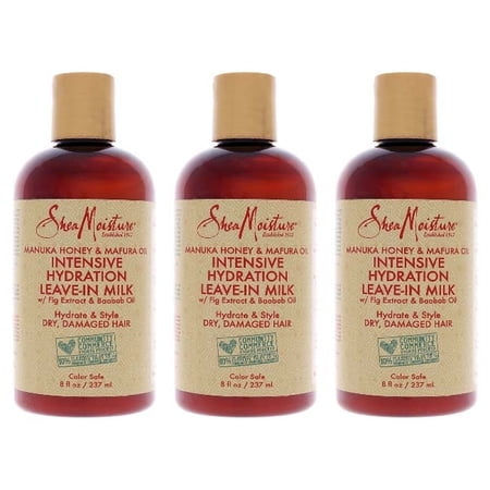 Shea Moisture Manuka Honey and Mafura Oil Intensive Hydration Leave-In Milk - Pack of 3, 8 oz Cream