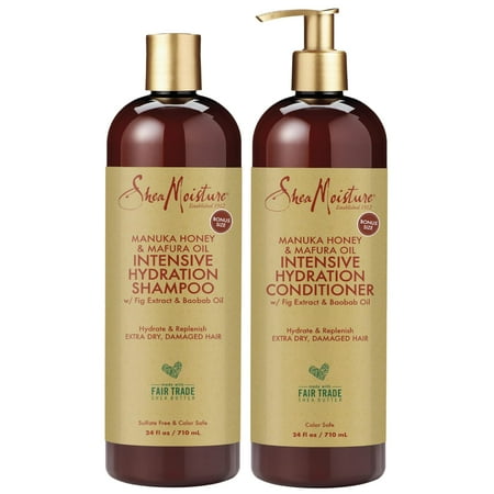 Shea Moisture Plus Size Shampoo and Conditioner Set, Manuka Honey and Mafura Oil, Shea Moisture Set, Hydrate and Replenish Shampoo and Conditioner, Shea Moisture Curly Hair Products, 24 Fl Oz Ea