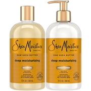 SheaMoisture Shampoo and Conditioner Set, Deep Moisturizing, 13 Oz Ea | Fair Trade Raw Shea Butter, Sea Kelp & Argan Oil Moisture Hair Products for Revitalizing Dry, Damaged Coily & Curly Hair