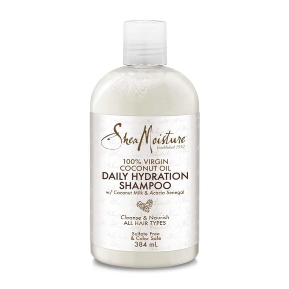 Shea Moisture Shampoo - Virgin Coconut Oil Daily Hydration, Hair Detangler & Hair Repair, Curly Hair Products For Women, Coconut Breeze Scent, Sulfate-Free Shampoo Hair Care, 13 Fl Oz