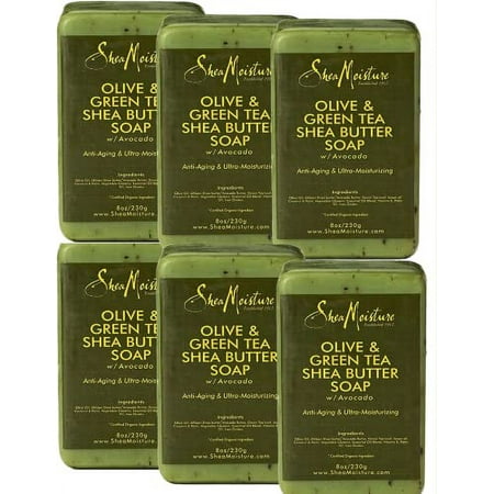 Shea Moisture Soap 8 Ounce Bar Olive & Green Tea Shea Butter (235ml) (6 Pack)