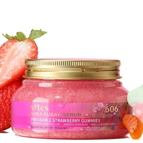 Sttes Strawberry Gummies Shea Sugar Body Scrub 606 - Candy Scent Exfoliating & Moisturizing, 250g