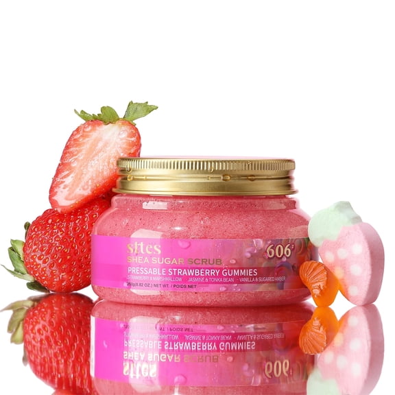 Sttes Strawberry Gummies Shea Sugar Body Scrub 606 - Candy Scent Exfoliating & Moisturizing, 250g