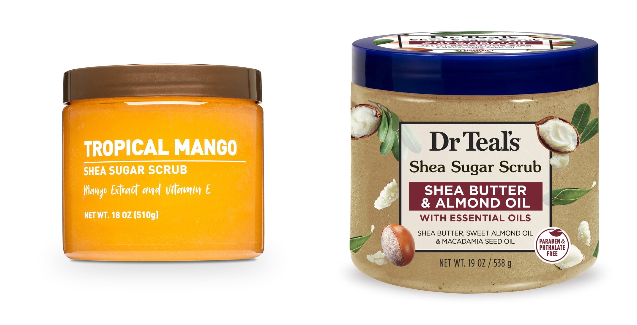 Shea Sugar Scrub, Tropical Mango & Dr Teal's Shea Sugar Body Scrub with Shea Butter, Almond & Essential Oils Bundle
