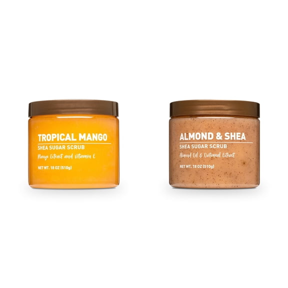 Shea Sugar Scrub, Tropical Mango & Shea Sugar Scrub, Almond and Shea Bundle