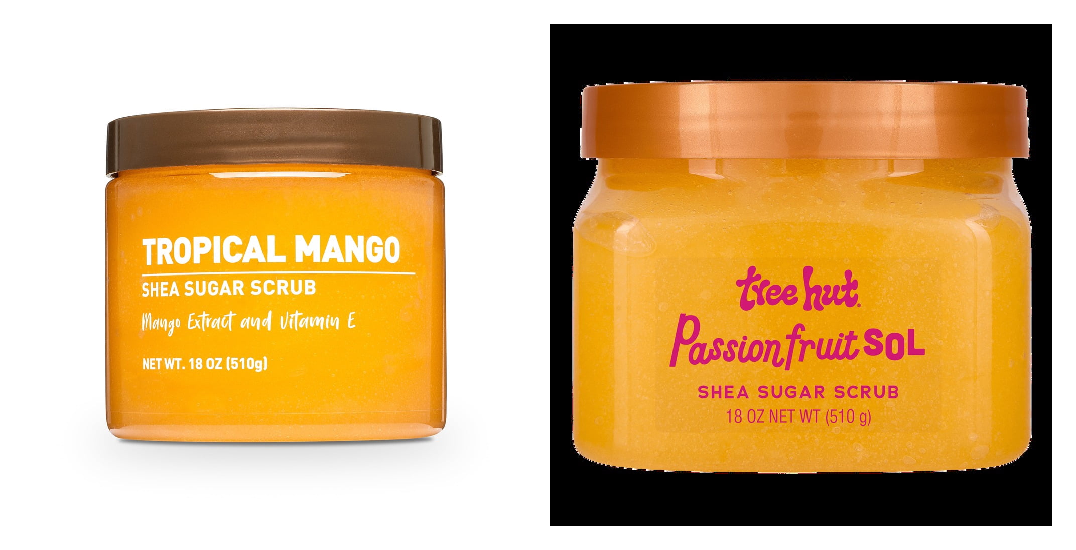 Shea Sugar Scrub, Tropical Mango & Tree Hut Passionfruit Sol Shea Butter Sugar Body Scrub Bundle