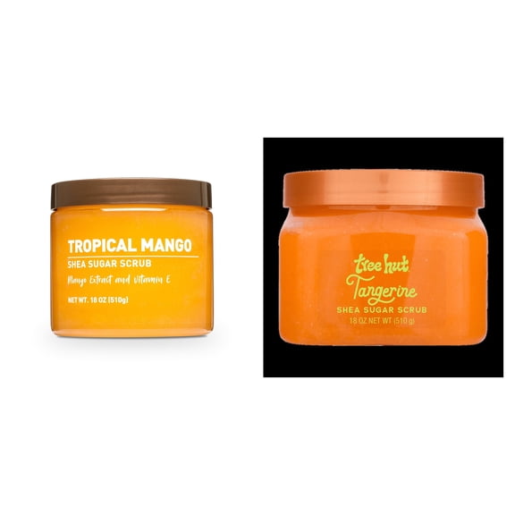 Shea Sugar Scrub, Tropical Mango & Tree Hut Tangerine Shea Butter Sugar Body Scrub Bundle