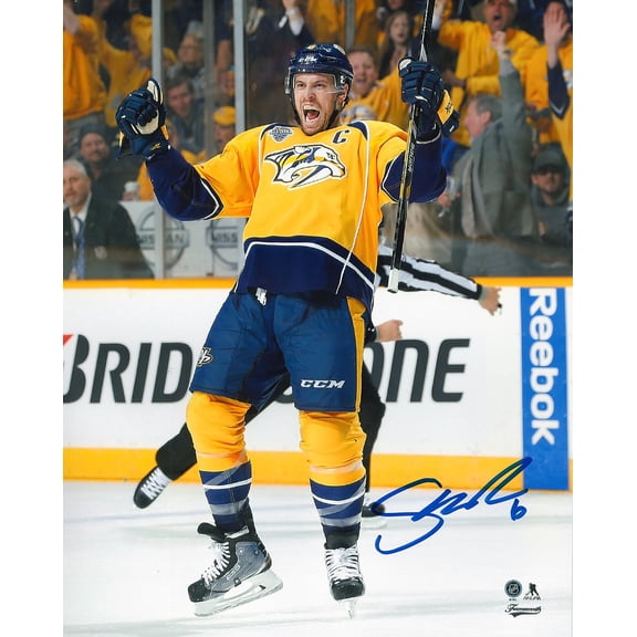 Shea Weber Signed 8x10 Nashville Predators Celebration-V Officially Licensed NHL/NHLPA Authentic Hand-Signed Autograph by Frameworth Sports Marketing Premium Sports Memorabilia Authentic Memorabilia