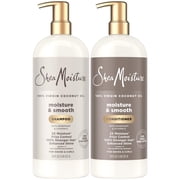 SheaMoisture Shampoo & Conditioner Set, Moisture & Smooth, 34 Oz Ea | Gentle Moisture for Curly Hair, Wavy Styles | Hair Strengthening Rosemary & Vitamin E | Frizz Control, Hair Repair & Shine