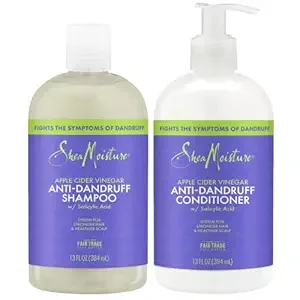 SheaMoisture Anti-Dandruff Shampoo & Conditioner Set – Apple Cider Vinegar Scalp Treatment w/Salicylic Acid, Hair Strengthening, 12 Oz Ea